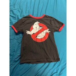 Ghostbusters Ghost Logo Black Red Ringer T Shirt Kids M